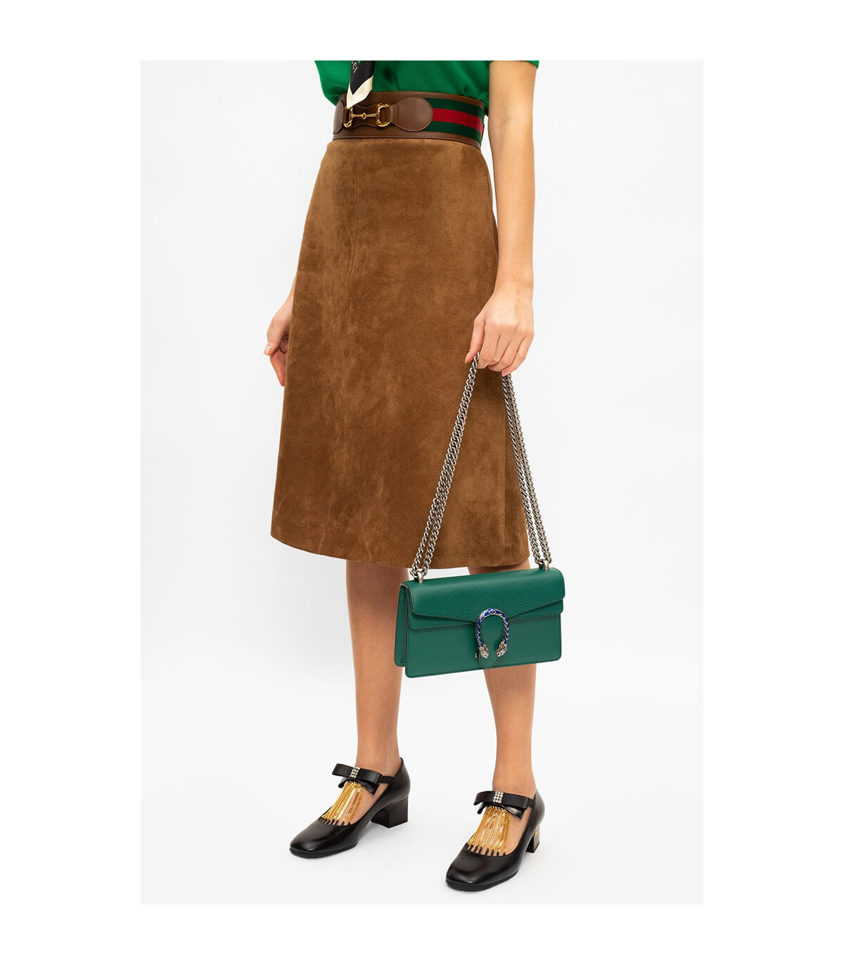 Gucci Dionysus Small Shoulder Bag in Green Leather 25cm