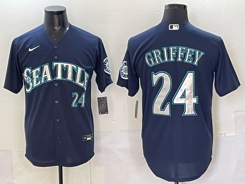 Men's Seattle Mariners Ken Griffey Jr. #24 Navy Replica Player Jersey