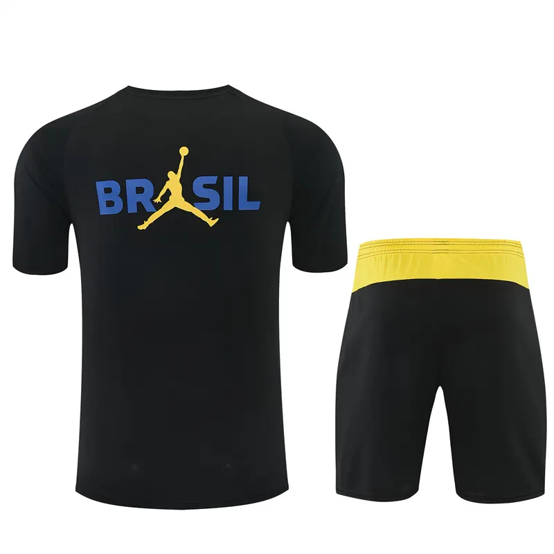 Short Sleeves Brazil Training Suit - Black