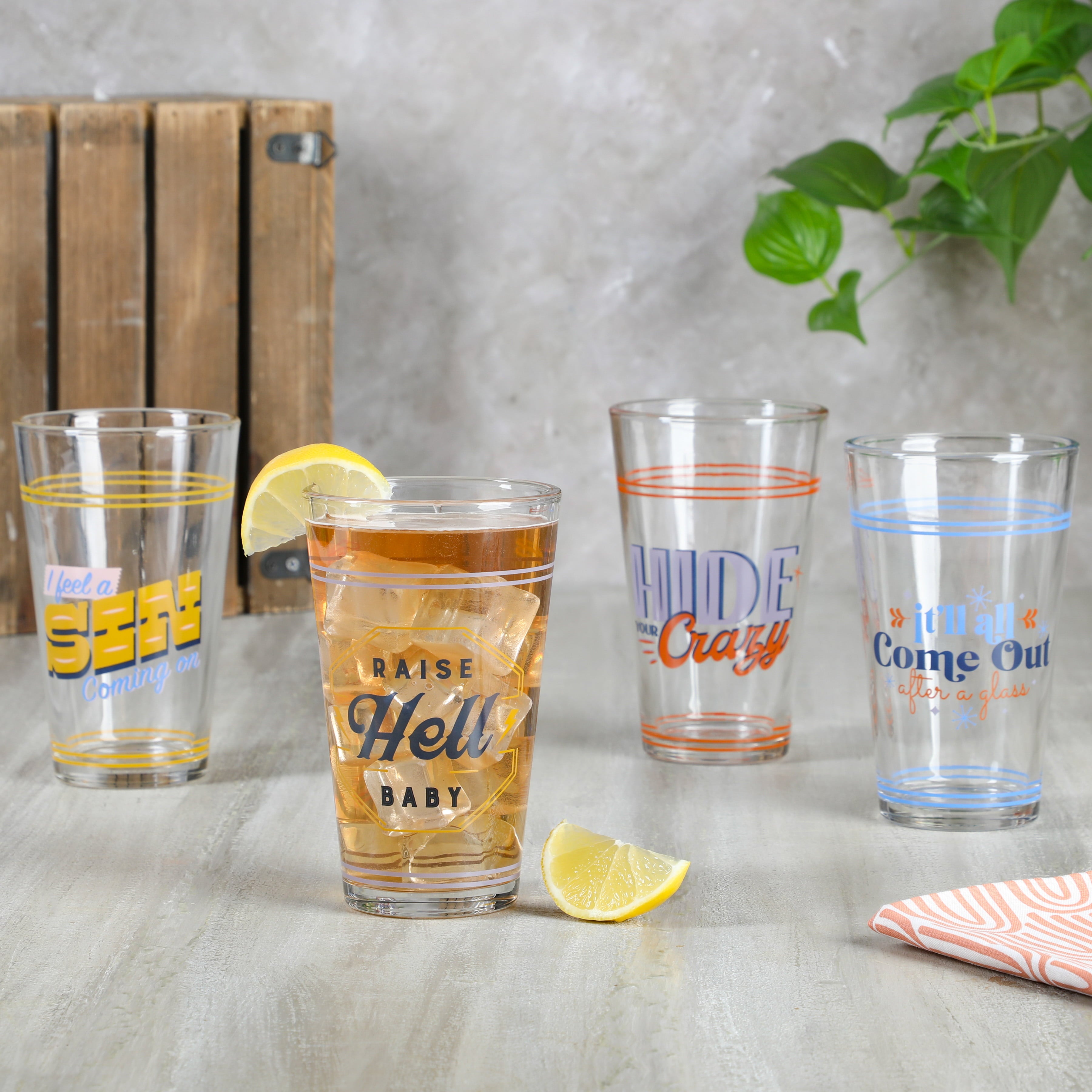 Wanda June Home Honky-Tonk Assorted 17-ounce Glass Tumblers, Set of 4 by Miranda Lambert