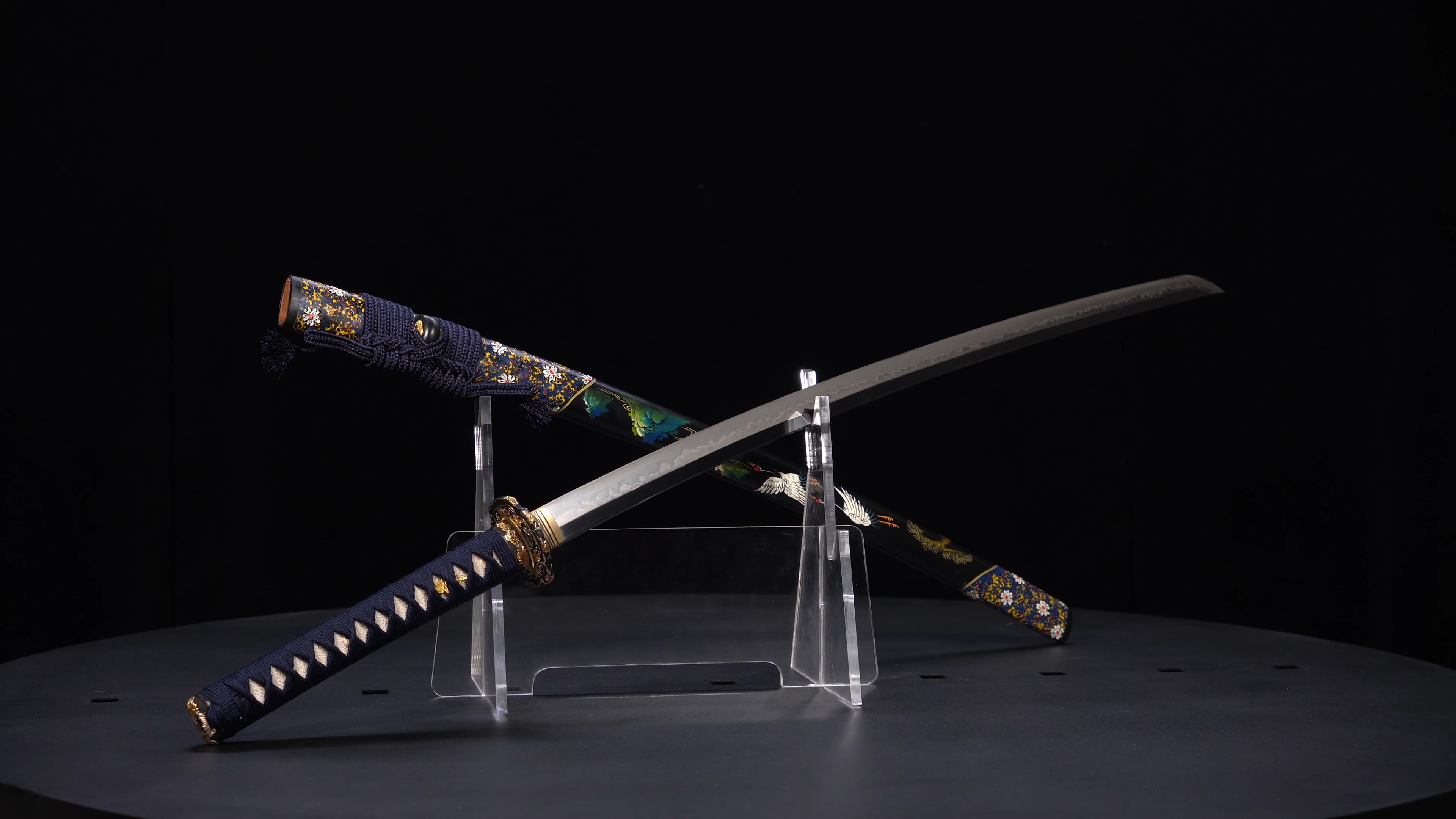 Handmade Katana T10 Steel Clay Tempered Choji Hamon Crane Tsuba Full Tang