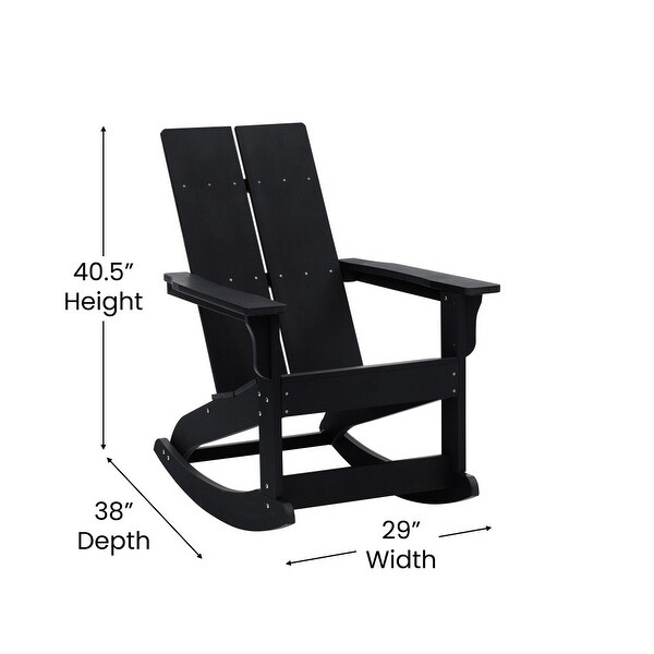 2 Modern Dual Slat Poly Resin Adirondack Rocking Chairs with Side Table