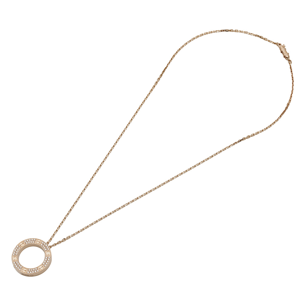 Cartier Love Pavé Setting Necklace 18K Rose Gold Diamond B7224527