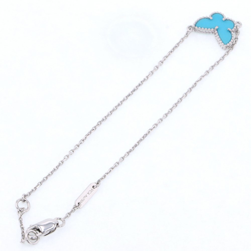 Van Cleef & Arpels Sweet Alhambra Bracelet 18K White Gold Turquoise