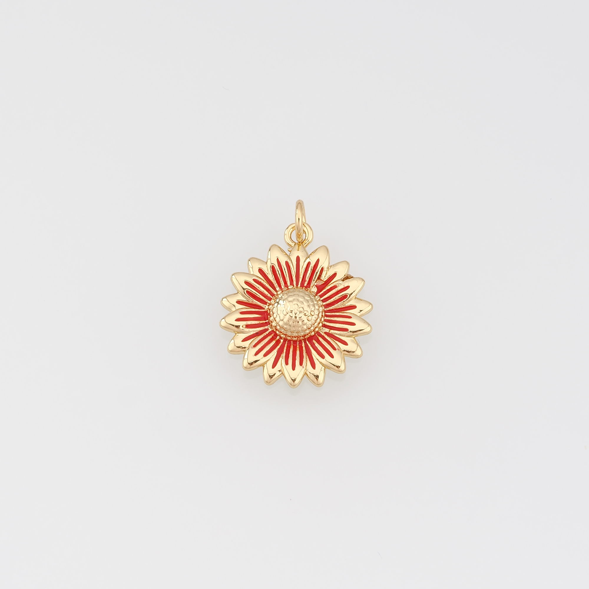 18K Gold Filled Daisy Pendant,Enamel Daisy Charm Earrings Necklace for DIY Jewelry Making Supply