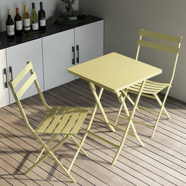 3Piece Patio Bistro Set of Foldable Table and Chairs,Dark Green