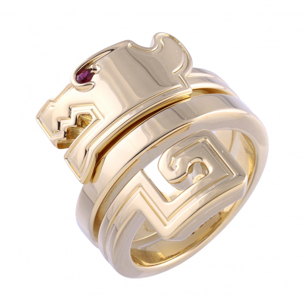 Cartier Le Beze du Dragon K18YG Yellow Gold Ring Ruby
