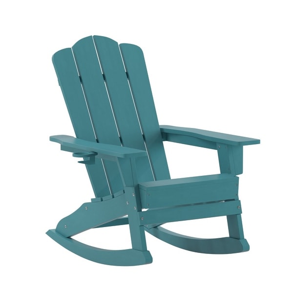 Commercial AllWeather Rocking Adirondack Chair with Swiveling Cupholder