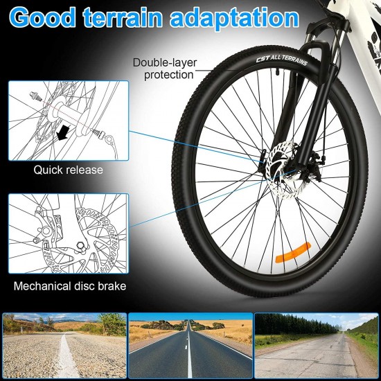 27.5″ Aluminum 700C Electric Bike, 350w Adults Electric Commuting Bicycle with Removable 10.4 Ah Battery, 7-Speed Professional Derailleur City E-bike