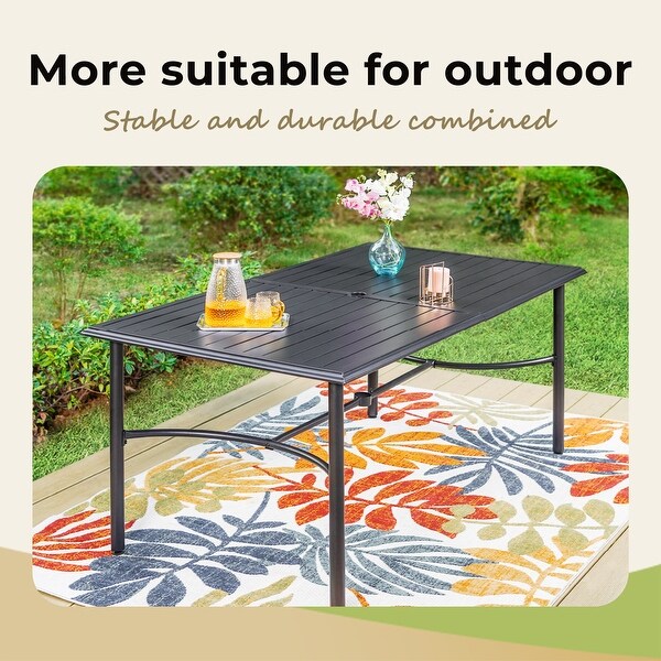 7Piece Patio Dining Set,6 Highback Textilene Cspring Chairs and 1Metal Table