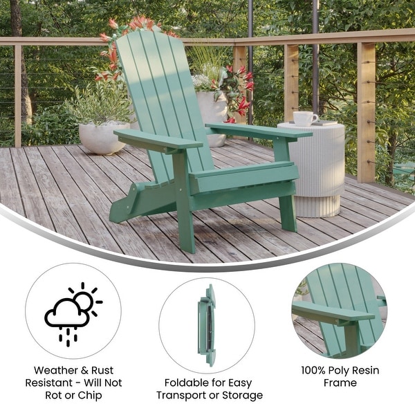 Set of 2 AllWeather Modern Wide Slat Back Poly Resin Adirondack Chairs