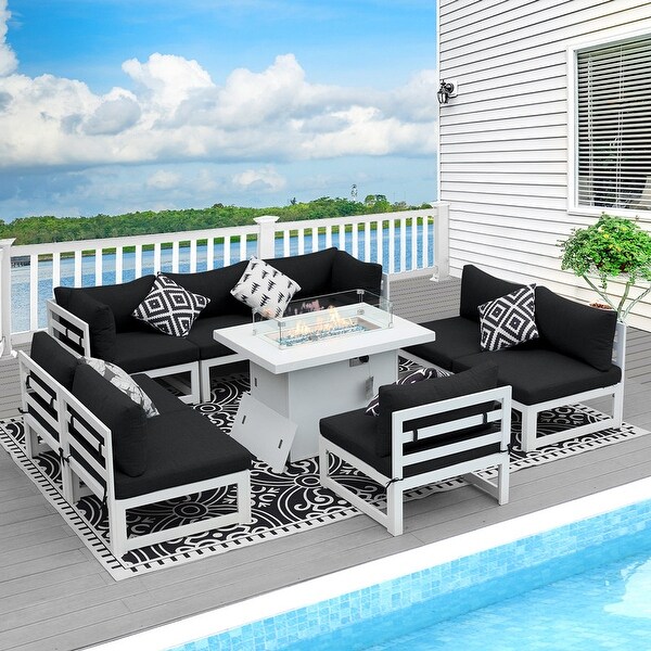 Nicesoul White Aluminum Modern Patio Furniture Sectional Sofa Set with Cushion