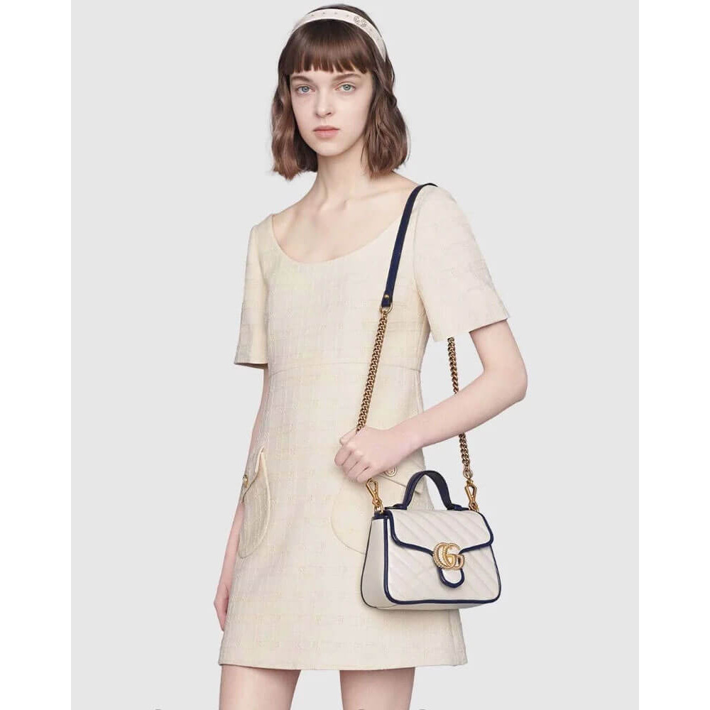 Gucci GG Marmont Mini Top Handle Bag White