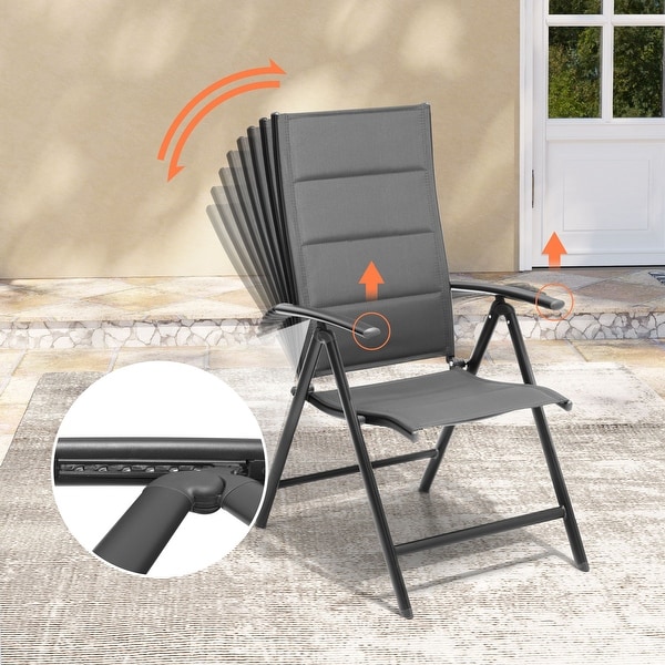 3/5/7 Pieces Patio Dining Set,Aluminum Expandable Table,Folding Padded Adjustable Chair