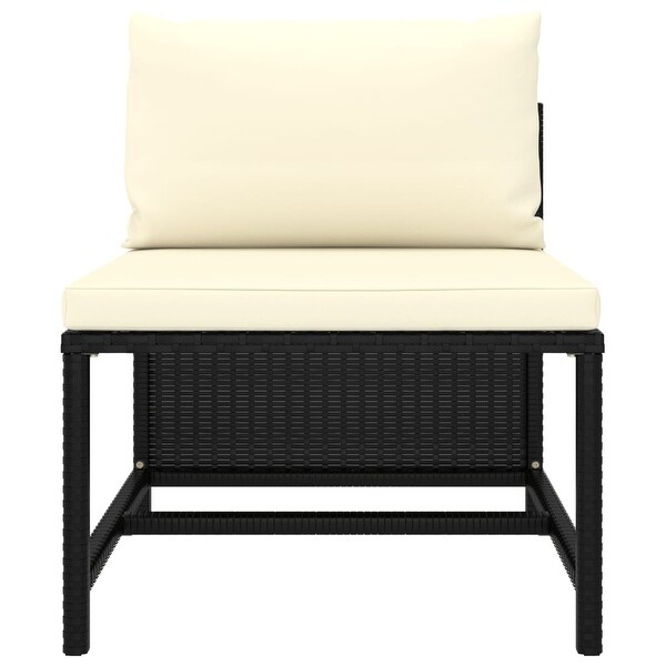 vidaXL 4 Piece Patio Sofa Set with Cushions Black Poly Rattan