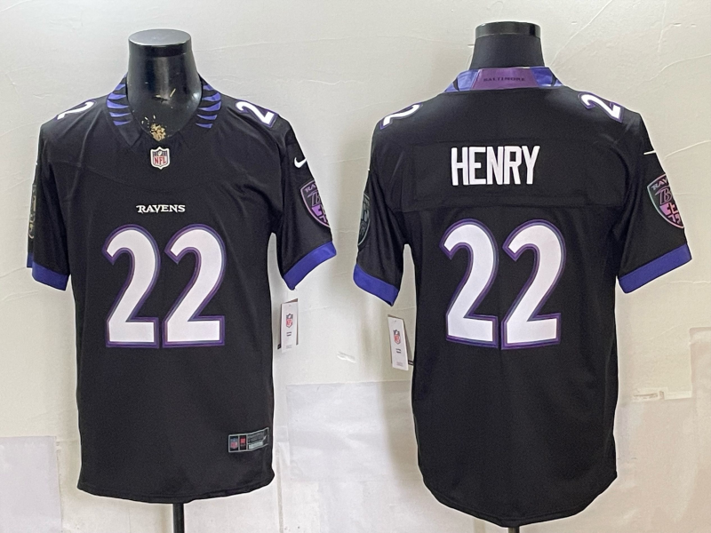 Men's Baltimore Ravens Derrick Henry #22 Black Vapor F.U.S.E. Stitched Limited Jersey