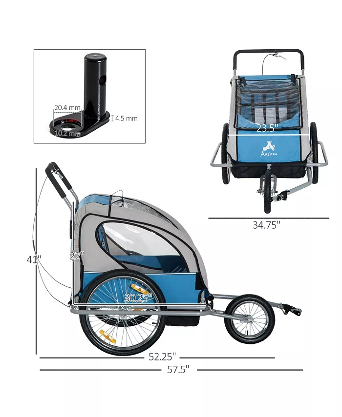 Aosom Elite Double Baby Bike Trailer Child Bicycle Kids 3 colors