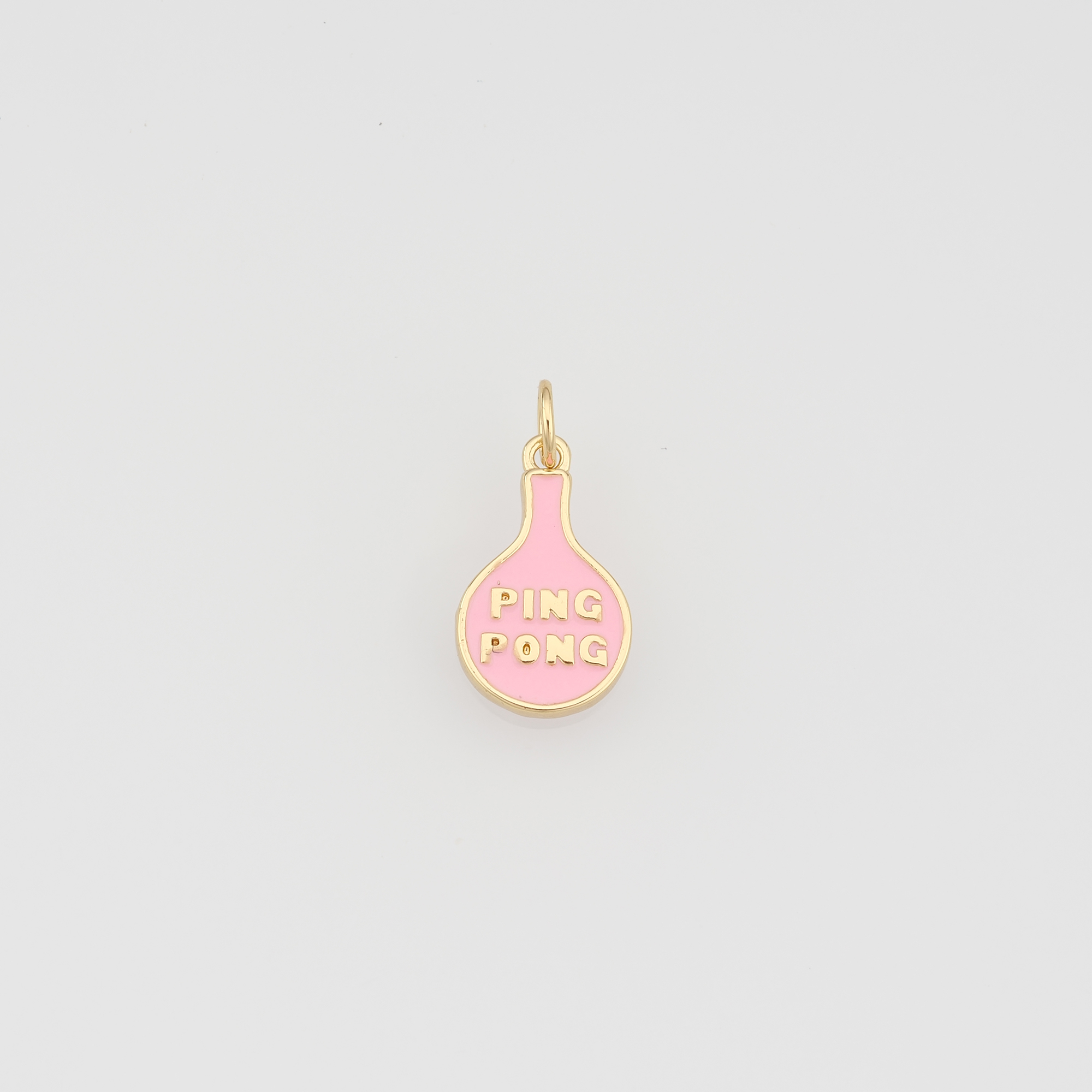 18K Gold Filled Ping Pong Racket Pendant,Enamel Racket Charm Earrings Necklace for DIY Jewelry Making Supply