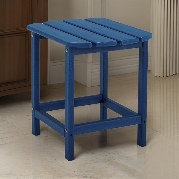 Suen 19 Inch End Table,Outdoor Blue Polyethylene Slatted Top,Steel Frame