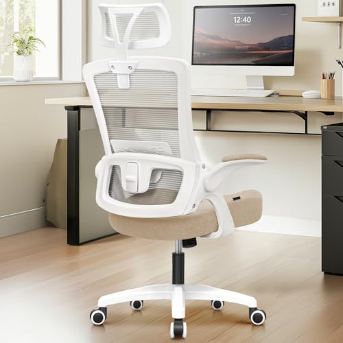 NEO CHAIR Ergonomic Office Desk Chair High Back Computer Gaming Mesh Chair with Comfy Task Adjustable Arms Lumbar Support Headrest Swivel for Home Office (Black)