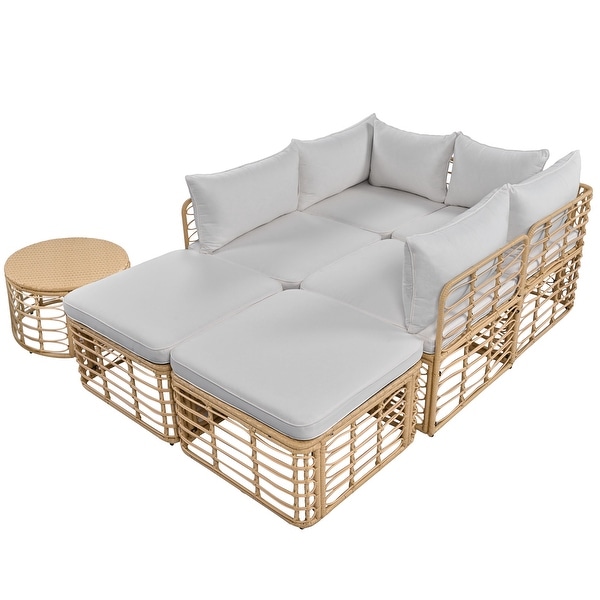 Leisure Zone 7 Pieces AllWeather Rattan Sectional Sofa Set