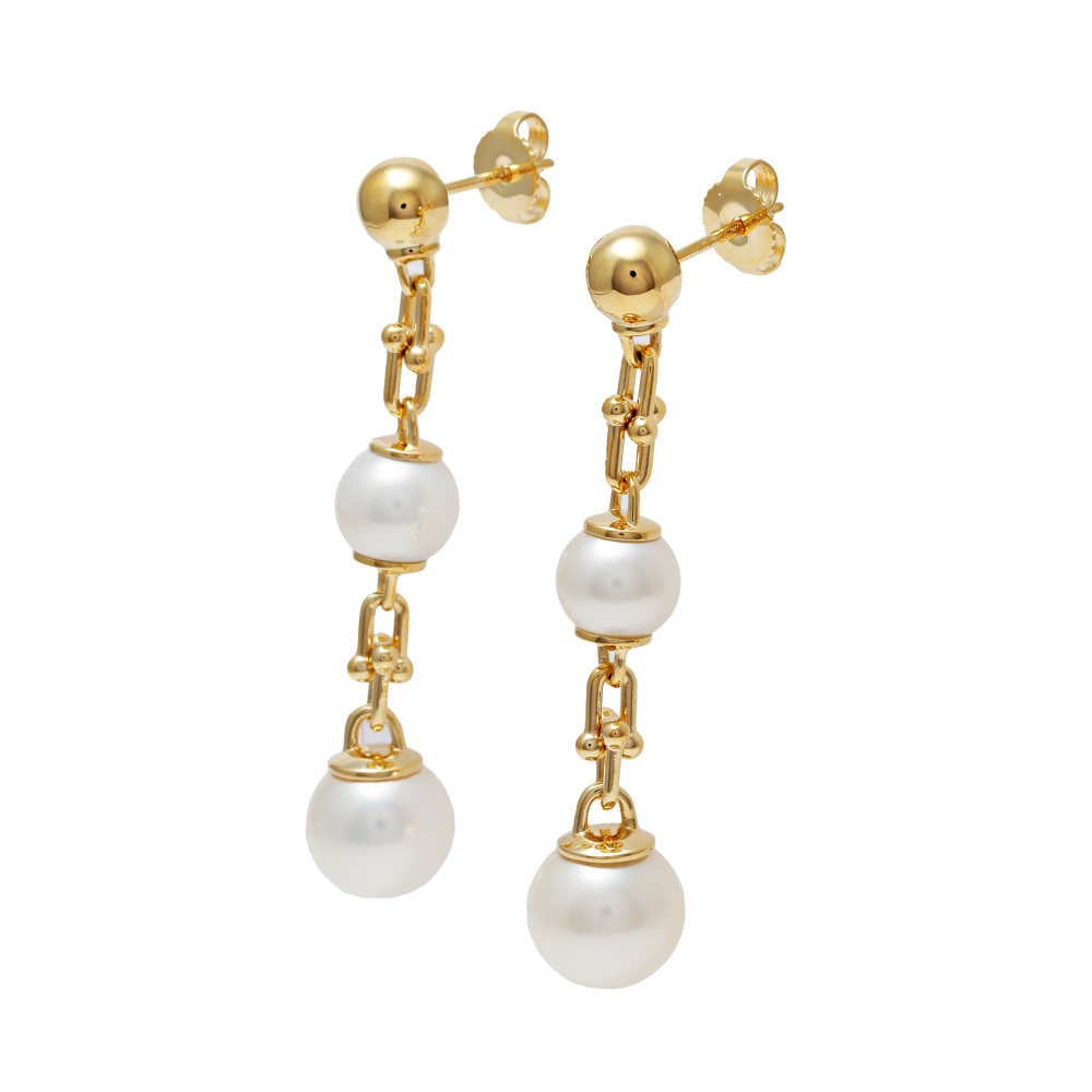 Tiffany & Co. Hardware Triple Drop Link Earrings 18K Yellow Gold 70607107
