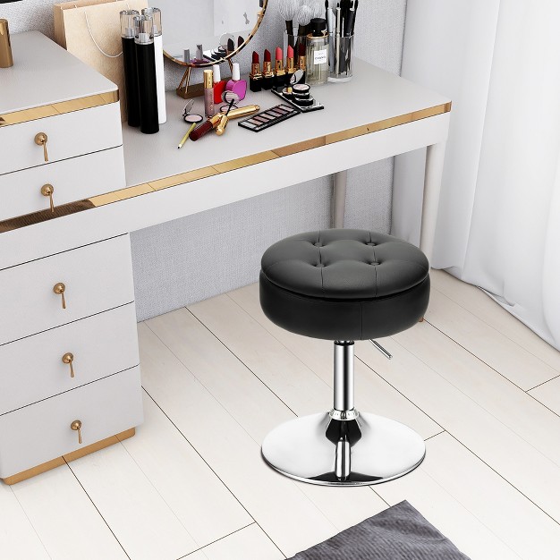 Costway Set Of 2 Adjustable vanity Stool 360 Swivel Storage Makeup Chair With Tray White black pink