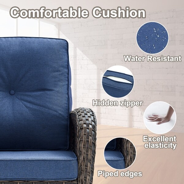 Patio Wicker Sofa Swivel Chair Set of 8