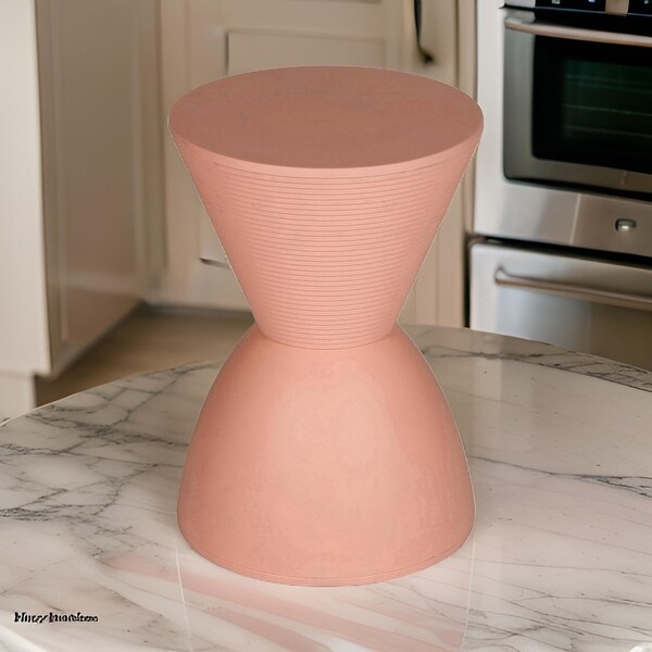 Niya 17 Inch Side End Table,Round Top,Pedestal Base,Indoor Outdoor,Pink