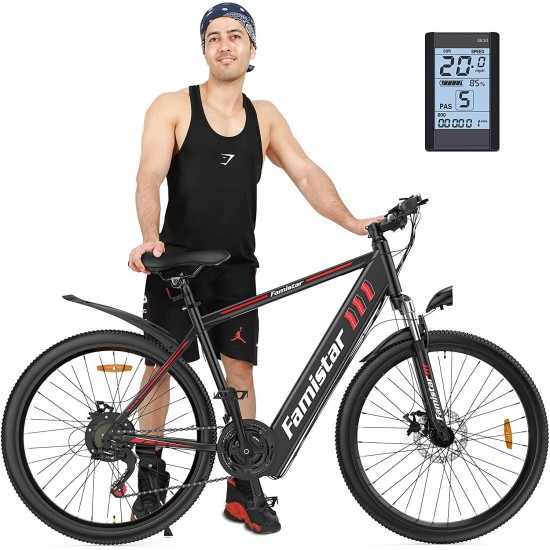 26″ Electric Bike, 350W Electric Commuter Bicycle with LCD Display 36V/10.4Ah Lithium-Ion Battery, 21- Speed 5 Levels Electric/Pedal Assist Modes 2 Disc Brakes, City Commuting Bike for Adults