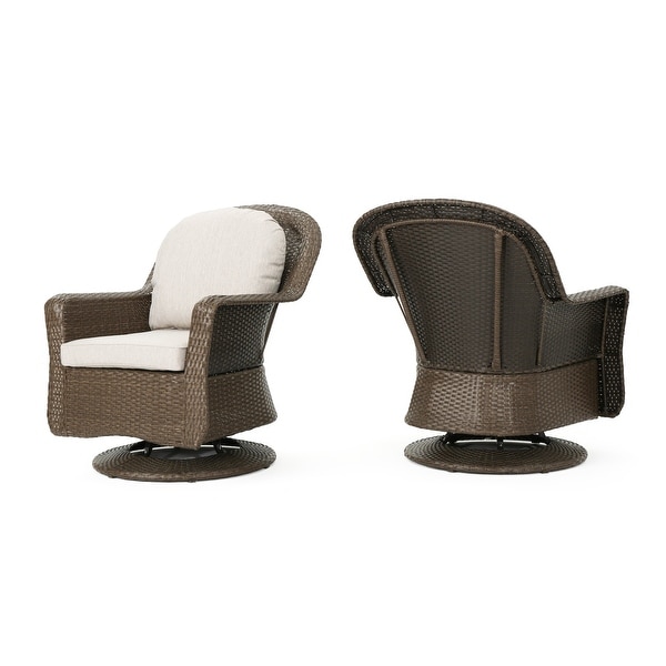 Outdoor Swivel Rocker Wicker Chairs Set of 2 with 360Degree Rocking Function
