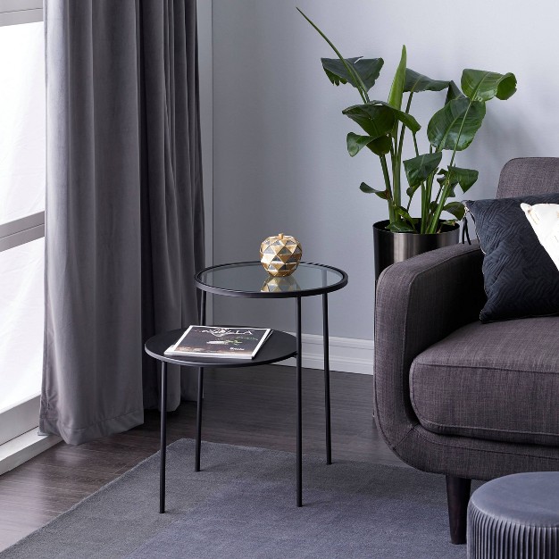 Modern Metal Tiered Accent Table Black Olivia amp May