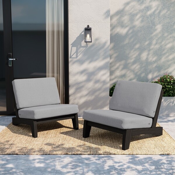 Outdoor Sectional Furniture of 2 Seat Armless Wood Patio Sofa