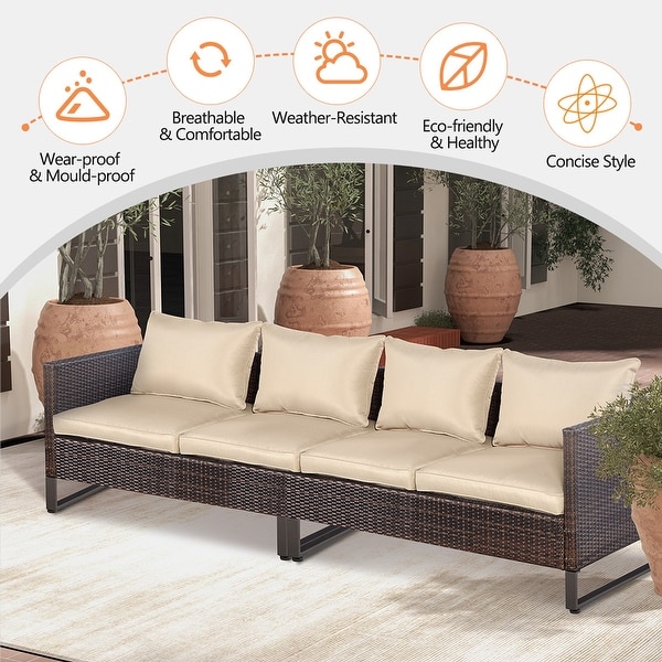 Costway 2PCS Patio Conversation Set Sectional Sofa Furniture Cushioned
