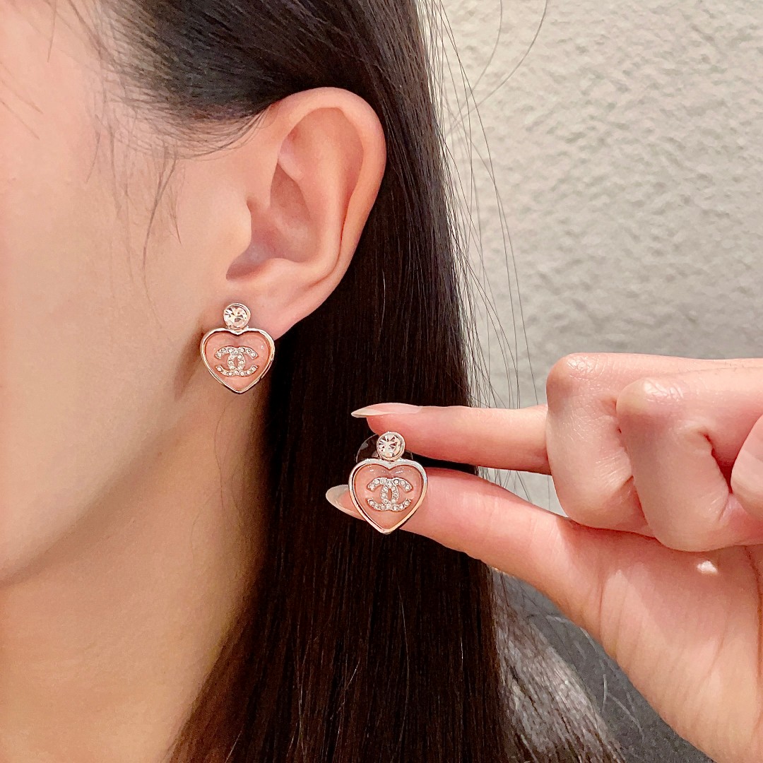 Chanel Double C Heart Diamond Earrings - cnluxepick