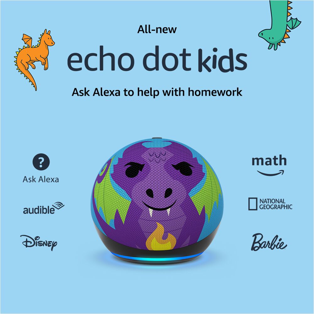 Amazon - Echo Dot Kids (5th Gen, 2022 Release) with Alexa - Fire Dragon