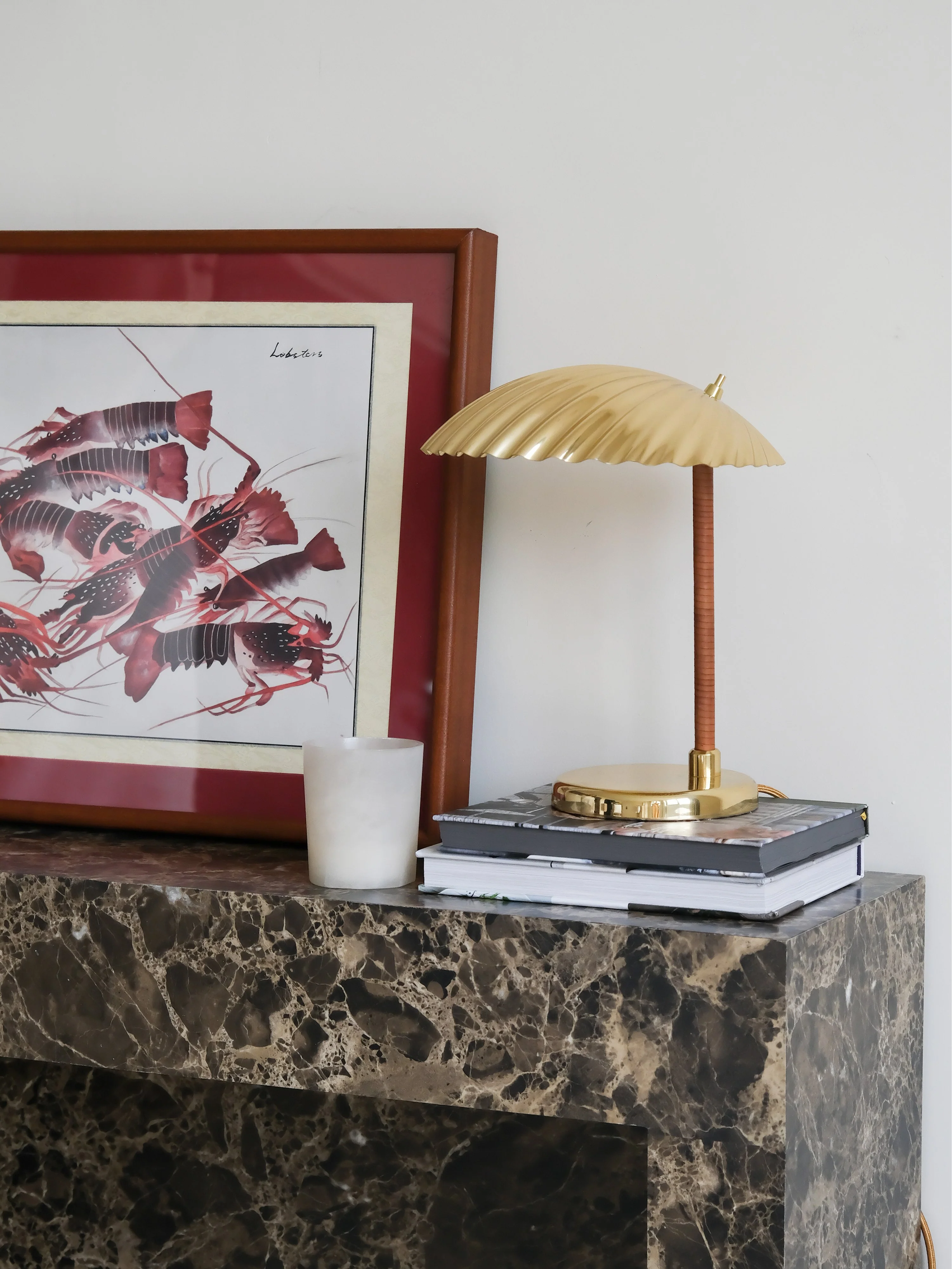 LA033 - Genuine Brass! Mikimoto Pearl Shell Lamp Bedroom Bedside Decorative Table Lamp Night Light