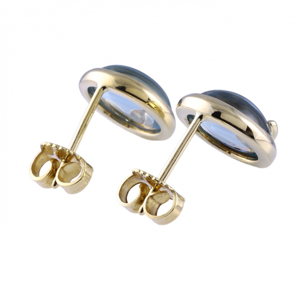 Tiffany & Co. Paloma Picasso Olive Leaf Earrings 18K Yellow Gold Blue Topaz