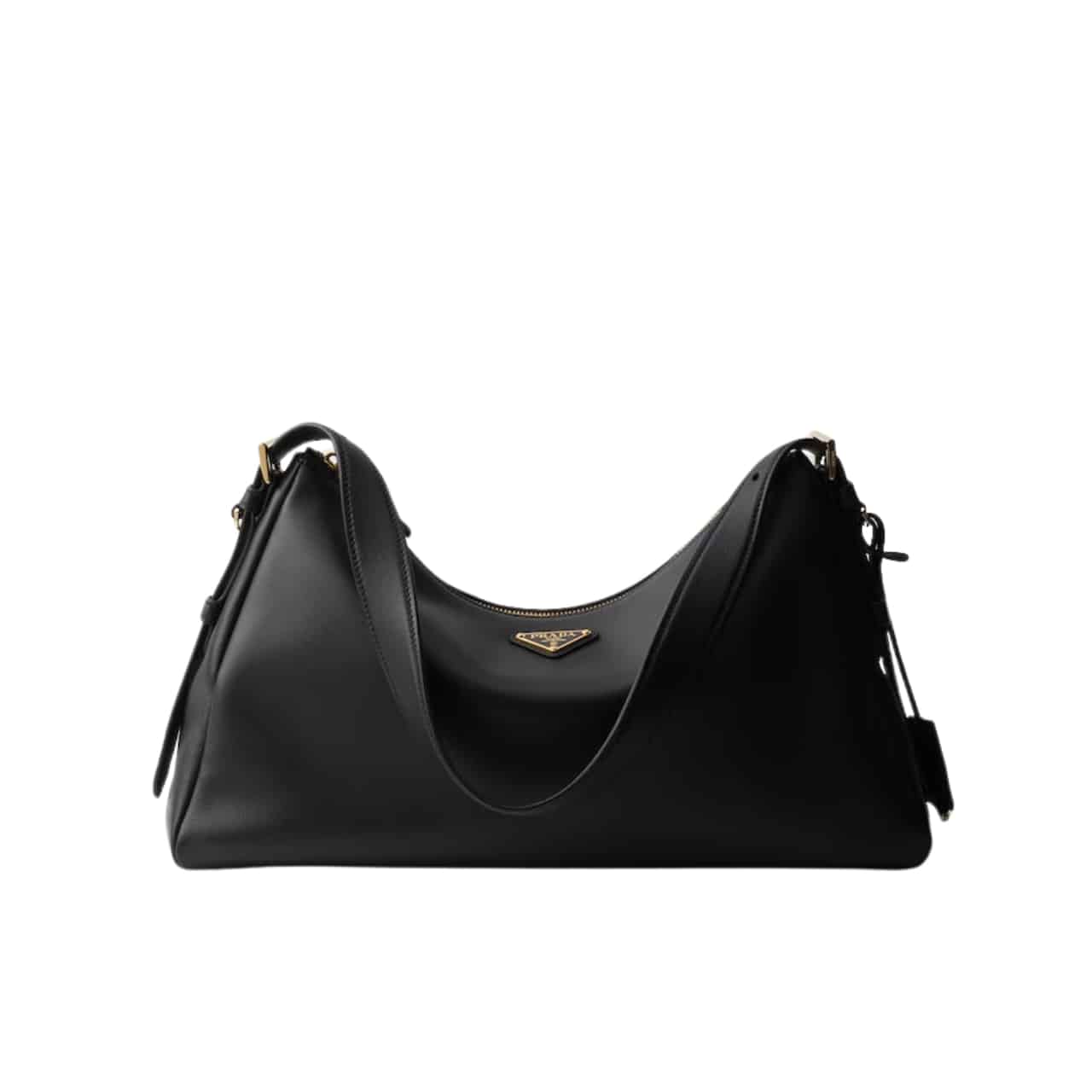 Prada Aimée Large Leather Shoulder Bag Black 39Cm
