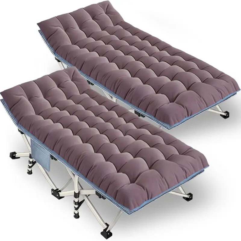 Two-Piece Folding Camping Cot Set – Includes Mattresses, Heavy-Duty Frames & Carry Bags