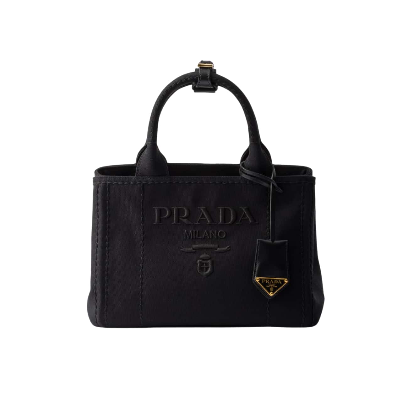 Prada Small Cotton Canvas Handbag Black 22Cm
