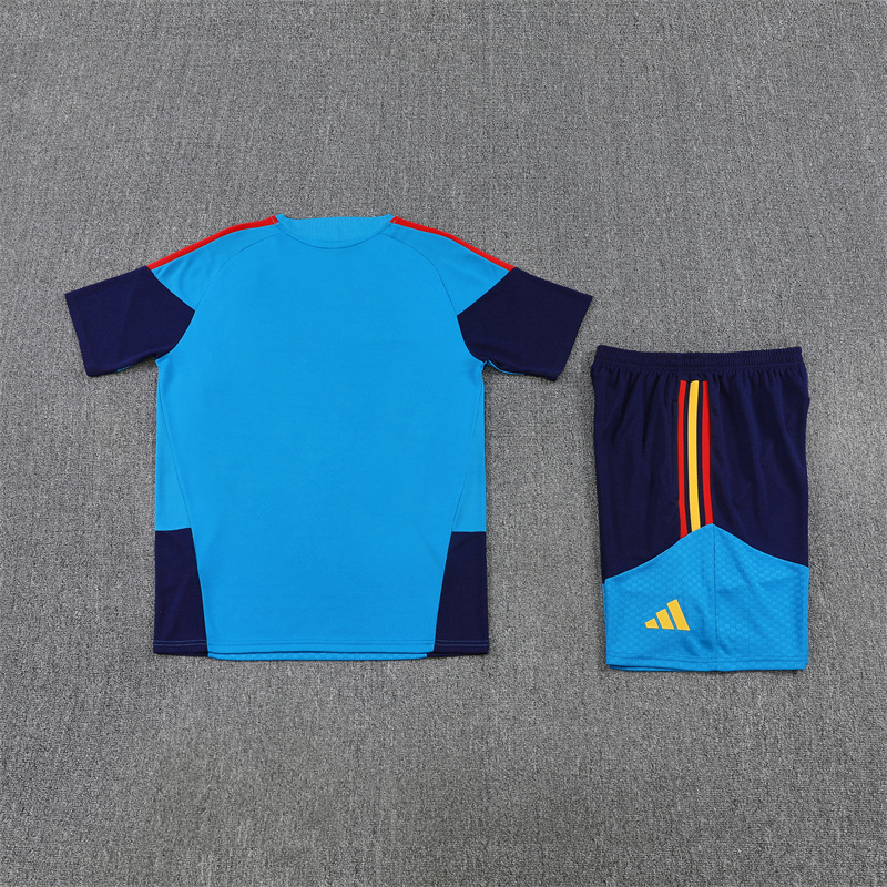Spain Short Sleeves Training Suit Blue-Two Stars 2