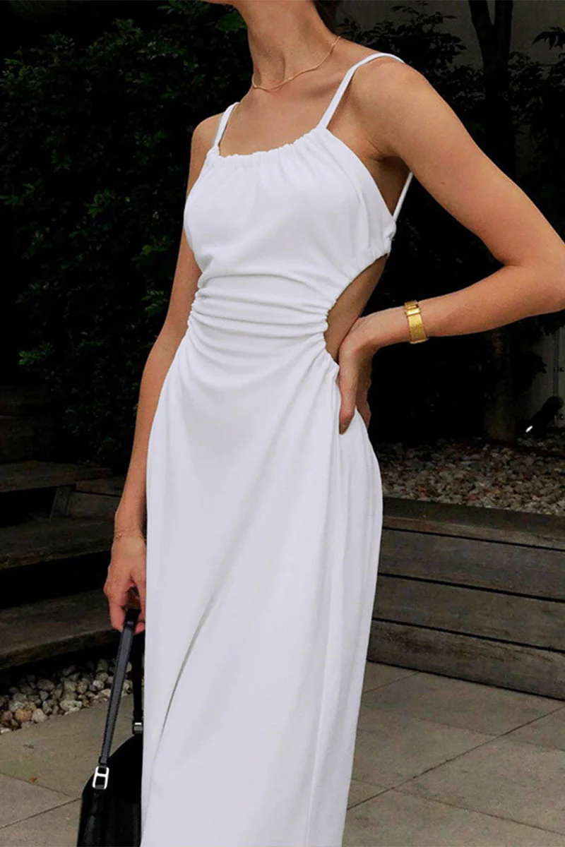 Backless U Neck Spaghetti Strap Maxi DressClistos