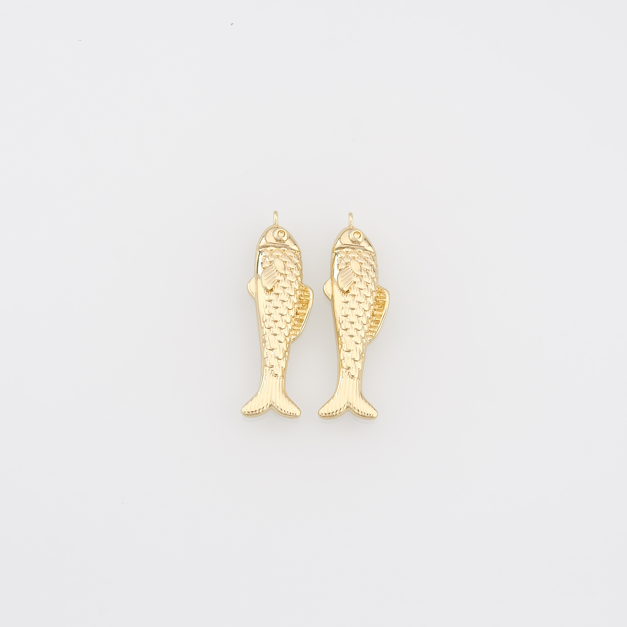 18K Gold Filled Fish Pendant,Ocean Charm Earrings Necklace for DIY Jewelry Making Supply