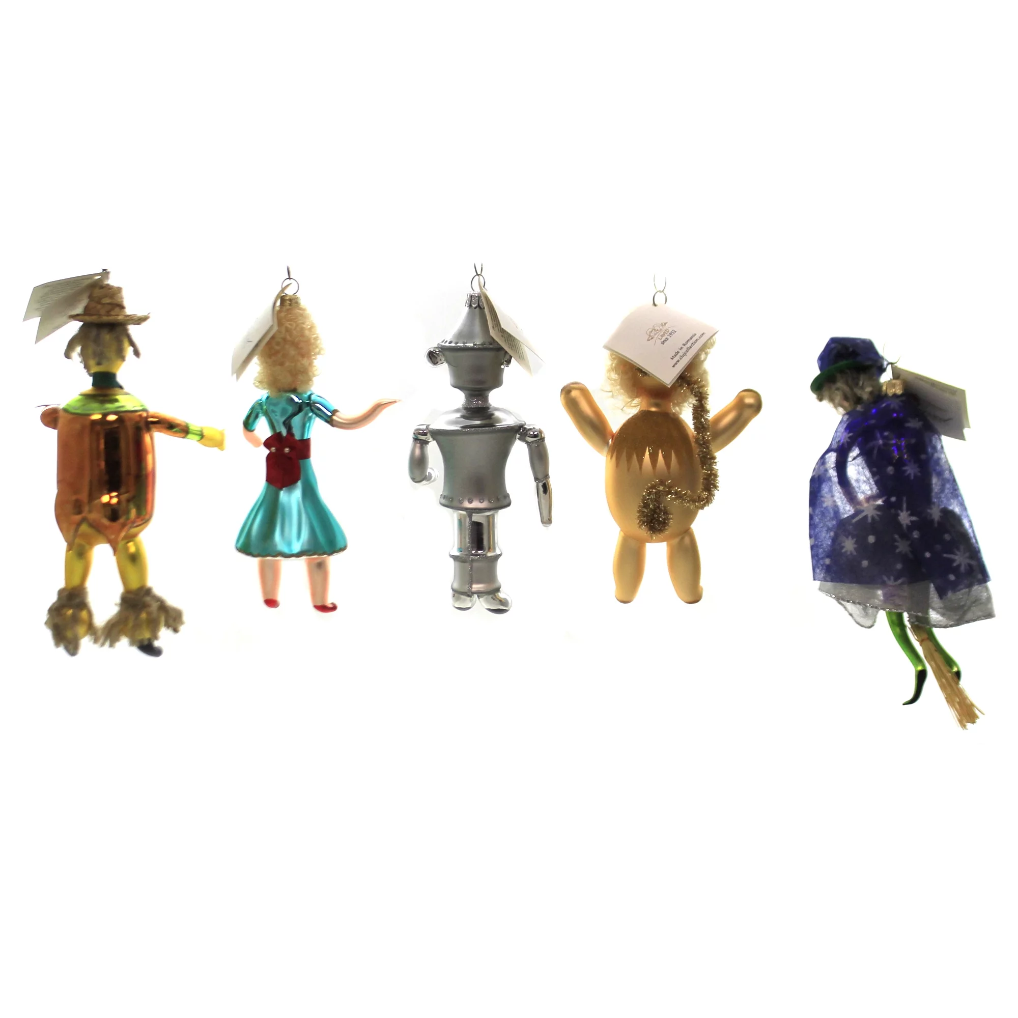 Laved Italian Ornaments MAGO DI OZ Glass Dorothy Lion Tinman Scarecrow SET004