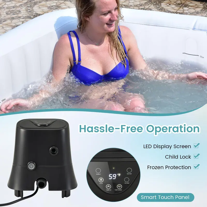 Portable Inflatable Hot Tub – Outdoor Blow-Up Spa with AirJet System