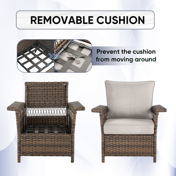 Patio Sofa with Club Chairs,Ottomans,Table