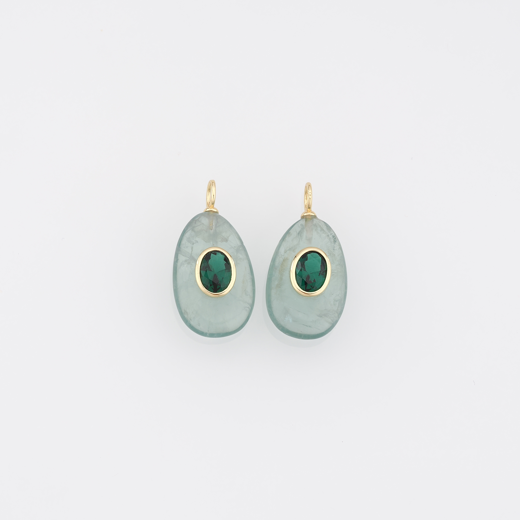18K Gold Filled Oval Pendant,Natural Stone Oval Charm Earrings Necklace for DIY Jewelry Making Supply