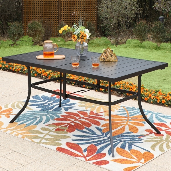 7 Pieces Patio Dining Set,6 x C Spring Motion Chairs Textilene and 1 Metal Table with 2.6