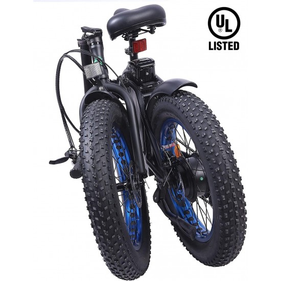 Electric Fat Tire Bicycle 20″ X 4″ Folding Bike 500W 12Ah 36V Lithium Battery Beach Mountain Snow Ebike Moped (UL Model)